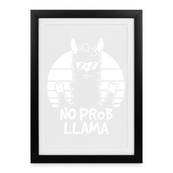 No Prob Llama Retro Soleil - Affiche encadrée (27 × 37 cm) - noir - Devant