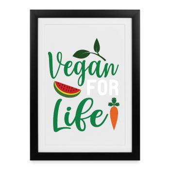 Végétalien pour la vie - Affiche encadrée (27 × 37 cm) - noir - Devant