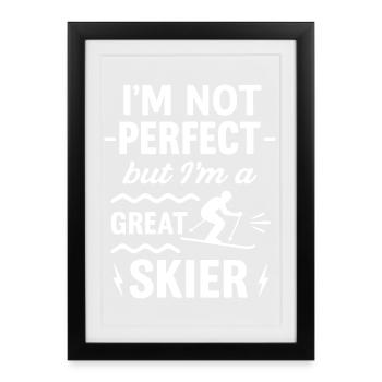 Super Skier Winter Mountain - Framed poster (27 × 37 cm) - black - Front