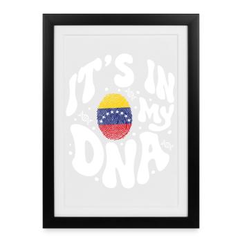 ADN vénézuélien Venezuela Drapeau hispanique - Affiche encadrée (27 × 37 cm) - noir - Devant
