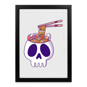 Crâne et nouilles Ramen - Affiche encadrée (27 × 37 cm) - noir - Devant