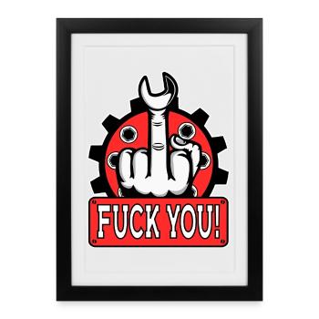 Doigt d’honneur provocateur - Affiche encadrée (27 × 37 cm) - noir - Devant