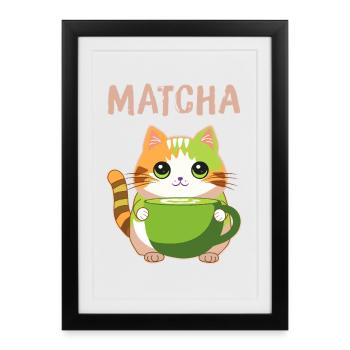 Chat Matcha - Affiche encadrée (27 × 37 cm) - noir - Devant