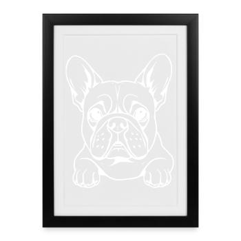 Bouledogue Blanc Français - Affiche encadrée (27 × 37 cm) - noir - Devant