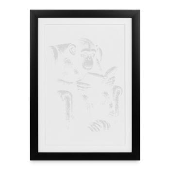 Ape Reading dans le fauteuil - Affiche encadrée (27 × 37 cm) - noir - Devant