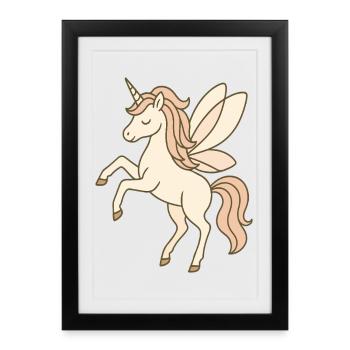 Graceful Fairy Unicorn with Pastel Wings - Framed poster (27 × 37 cm) - black - Front