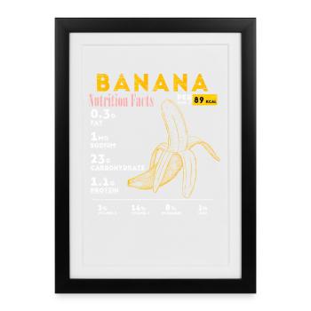 Amant de la banane, Informations nutritionnelles sur la banane, Végétarien - Affiche encadrée (27 × 37 cm) - noir - Devant