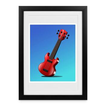 Affiche de guitare de dessin animé - Affiche encadrée (27 × 37 cm) - noir - Devant