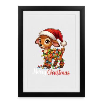 Cute deer and reindeer outfit for Christmas - Framed poster (27 × 37 cm) - black - Front