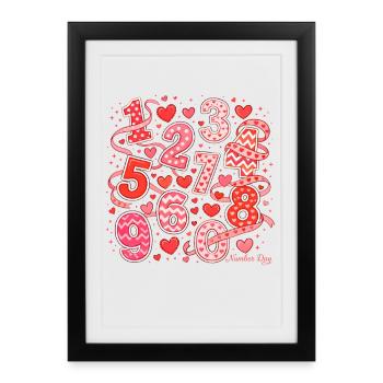Number Day Hearts Art - Framed poster (27 × 37 cm) - black - Front