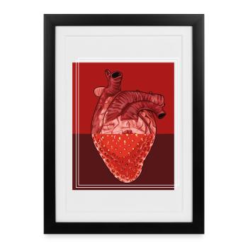 Heart Strawberry Fusion - Affiche encadrée (27 × 37 cm) - noir - Devant