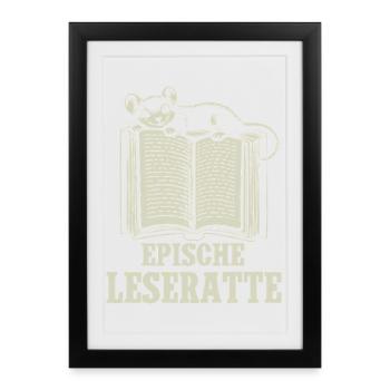 Rat de bibliothèque épique - Affiche encadrée (27 × 37 cm) - noir - Devant