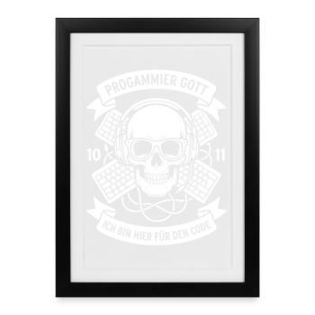 Code Skull with Headphones - Framed poster (27 × 37 cm) - black - Front