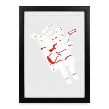 Astronaute guitariste - Affiche encadrée (27 × 37 cm) - noir - Devant