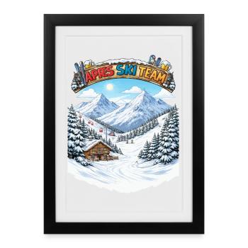 Après Ski Team Mountain Panorama - Affiche encadrée (27 × 37 cm) - noir - Devant