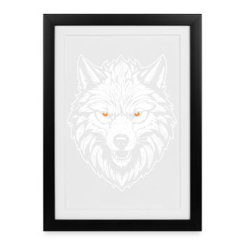 Loup - Affiche encadrée (27 × 37 cm) - noir - Devant