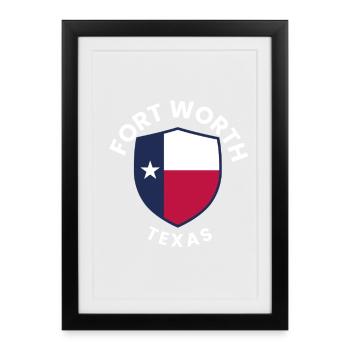 Fort Worth Texas Shield Pride - Framed poster (27 × 37 cm) - black - Front