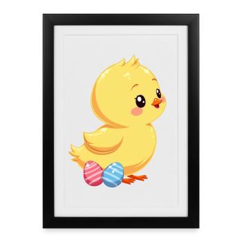 Poussins à Pâques - Affiche encadrée (27 × 37 cm) - noir - Devant