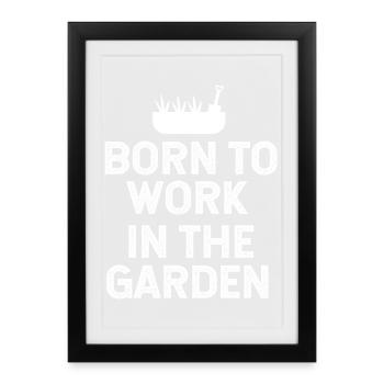 Né pour travailler dans le jardin - Affiche encadrée (27 × 37 cm) - noir - Devant