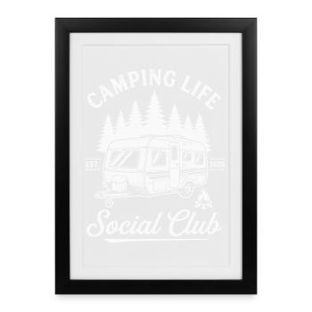 Chemise de camping pour les fans de caravanes - Affiche encadrée (27 × 37 cm) - noir - Devant