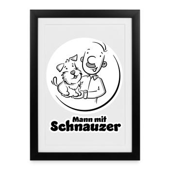 Mann mit Schnauzer (Oberlippenbart) - Gerahmtes Poster (27 × 37 cm) - Schwarz - Vorne