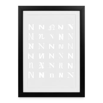 N Glyph Mosaic: Varied Typefaces - Framed poster (27 × 37 cm) - black - Front