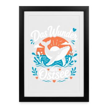 Wunder der Ostsee – Wal & Sonne - Gerahmtes Poster (27 × 37 cm) - Schwarz - Vorne