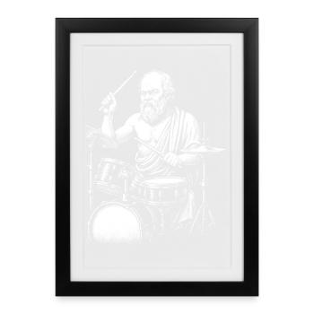Philosophe grec antique Socrate Tambourinage - Affiche encadrée (27 × 37 cm) - noir - Devant
