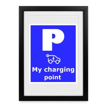 My charging point sign - Framed poster (27 × 37 cm) - black - Front