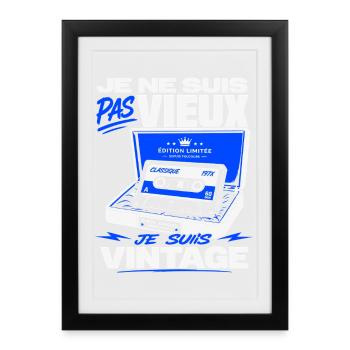 Je Ne Suis Pas Vieux Cassette Vintage - Affiche encadrée (27 × 37 cm) - noir - Devant