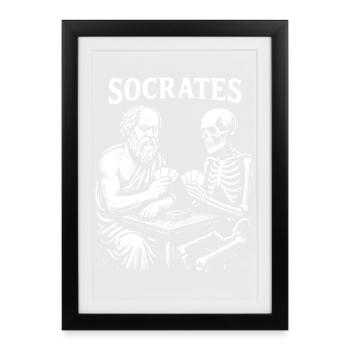 Socrates playing cards with death - Framed poster (27 × 37 cm) - black - Front