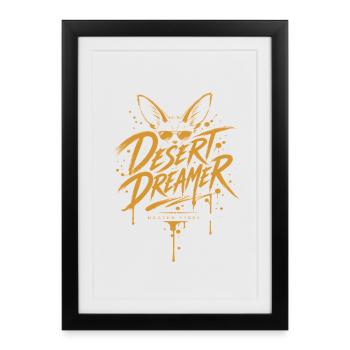 Desert Dreamer Fennec – Dzayer Vibes - Affiche encadrée (27 × 37 cm) - noir - Devant