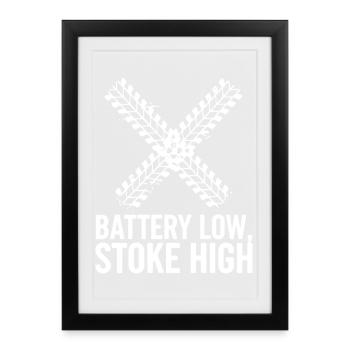 Vélo VTT électrique à faible batterie et stoke élevé - Affiche encadrée (27 × 37 cm) - noir - Devant