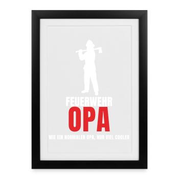 Feuerwehr Opa wie ein normaler Opa nur viel cooler - Gerahmtes Poster (27 × 37 cm) - Schwarz - Vorne