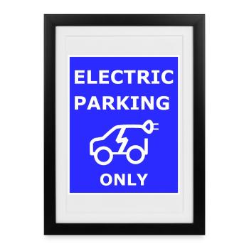 Electric Car Parking Sign - Framed poster (27 × 37 cm) - black - Front