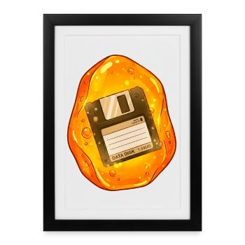 Floppy disk sunk in amber - Framed poster (27 × 37 cm) - black - Front