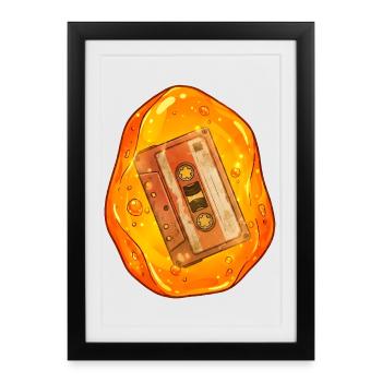 Bande cassette intégrée dans de l’ambre - Affiche encadrée (27 × 37 cm) - noir - Devant