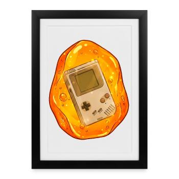 La Game Boy a coulé dans l’ambre - Affiche encadrée (27 × 37 cm) - noir - Devant