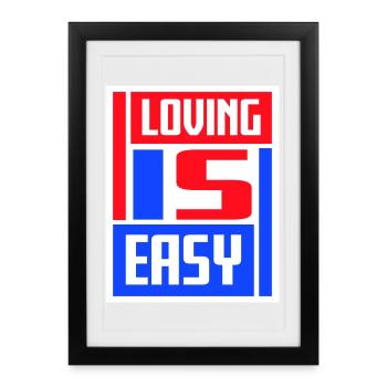 Aimer est facile Logo romantique inspirant - Affiche encadrée (27 × 37 cm) - noir - Devant