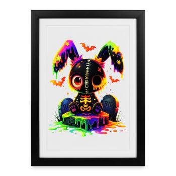 Lapin gothique de Kawaii - Affiche encadrée (27 × 37 cm) - noir - Devant