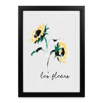 Sunflower Brushstroke Les Fleurs - Framed poster (27 × 37 cm) - black - Front