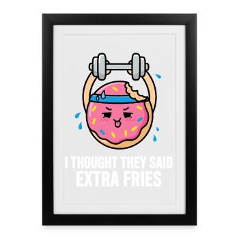 Donut exercising with dumbbell - Framed poster (27 × 37 cm) - black - Front