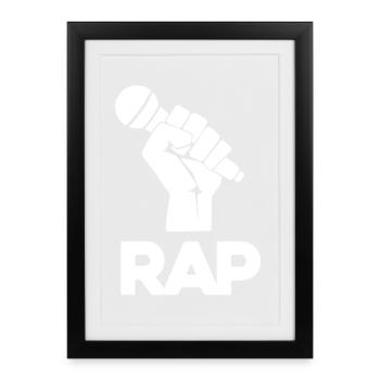 Silhouette du micro rap - Affiche encadrée (27 × 37 cm) - noir - Devant