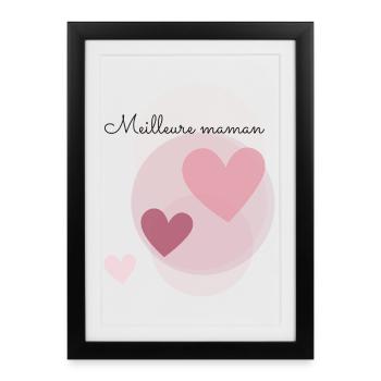 MAMAN. FÊTE DES MÈRES. COEUR. FÊTE. BONNE FÊTE - Affiche encadrée (27 × 37 cm) - noir - Devant
