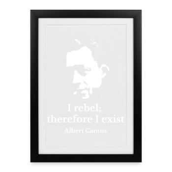 Albert Camus existenzielles Rebellenporträt - Gerahmtes Poster (27 × 37 cm) - Schwarz - Vorne