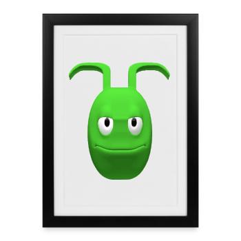 Alien vert joyeux avec des antennes - Affiche encadrée (27 × 37 cm) - noir - Devant