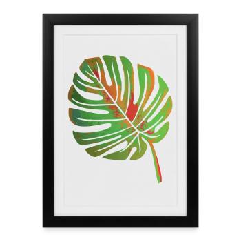 Feuille de Monstera - Affiche encadrée (27 × 37 cm) - noir - Devant