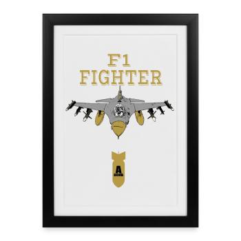 Fighter plane - Framed poster (27 × 37 cm) - black - Front