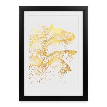 Équitation - cavalier - école d'équitation - cheval - or - Affiche encadrée (27 × 37 cm) - noir - Devant