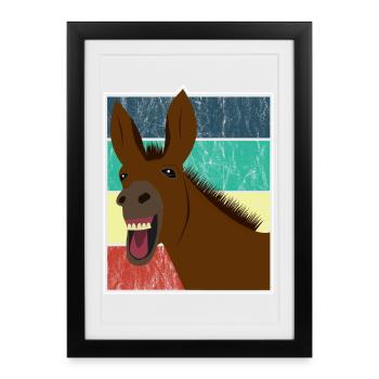 Mule Mule Donkey Horse Vintage Gift - Framed poster (27 × 37 cm) - black - Front